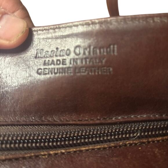 VTG Marino Orlandi Distressed Brown Leather Shoulder / Hand Bag Made in Italy - Picture 5 of 15